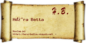 Héra Betta névjegykártya
